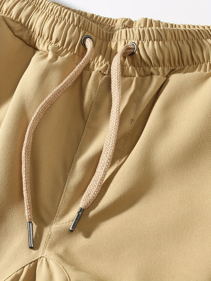 Men's Striped Track Pants With Multi Pockets, Active Drawstring Joggers For Outdoor Activities Gift