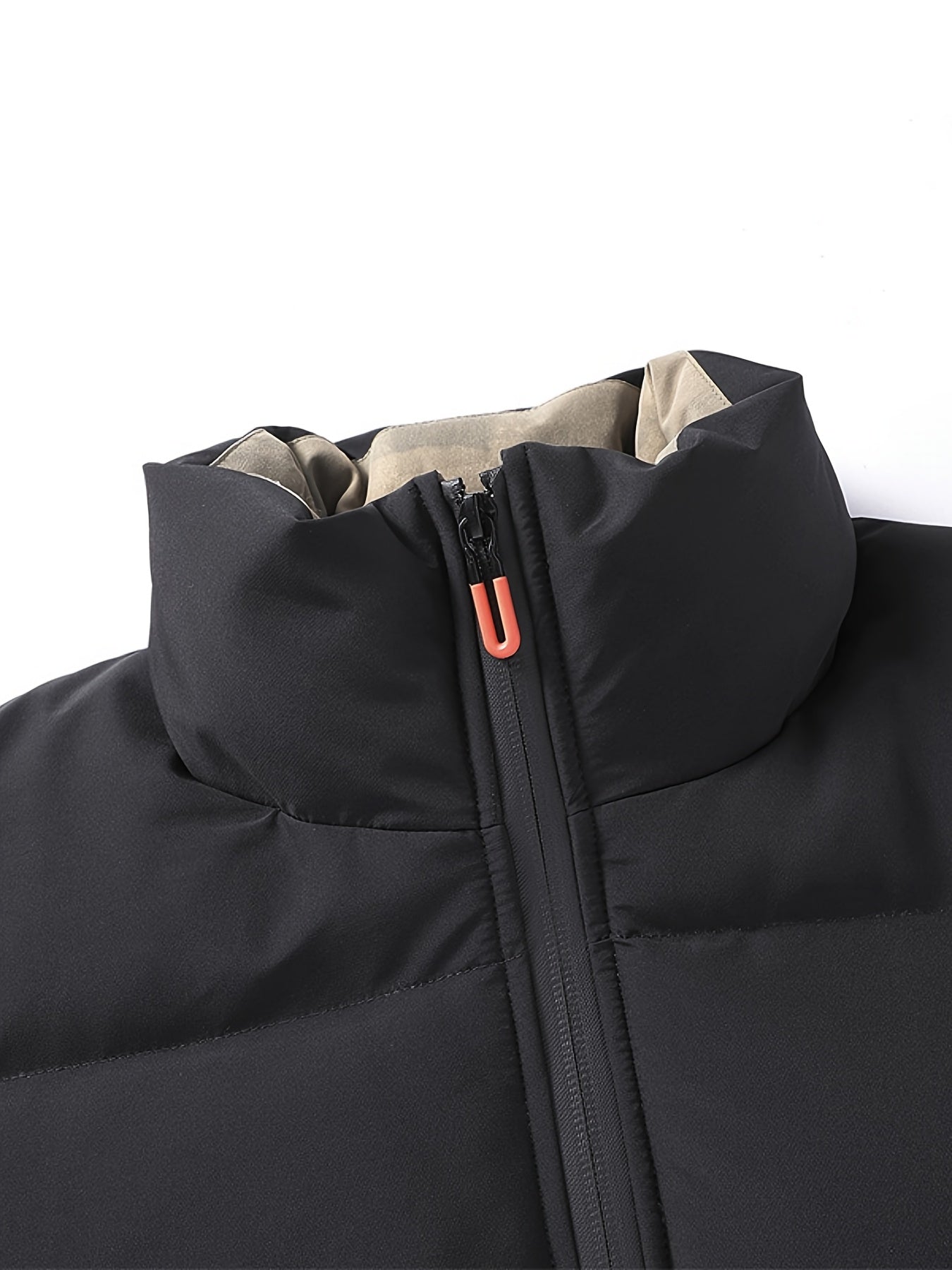 Men's Heavyweight Winter Coat - Full-Zip Cold Weather Jacket, Stand-Up Collar, Exterior Zipper Closure, Machine Washable Outer Shell for Everyday & Formal Wear - Black, Seasonal Layering, Sleek Design, Durable Fabric, Urban C