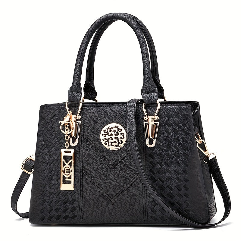 Classic Top Handle Satchel Bag, Fashion PU Bag, Women's Casual Handbag, Shoulder Bag & Tote Purse
