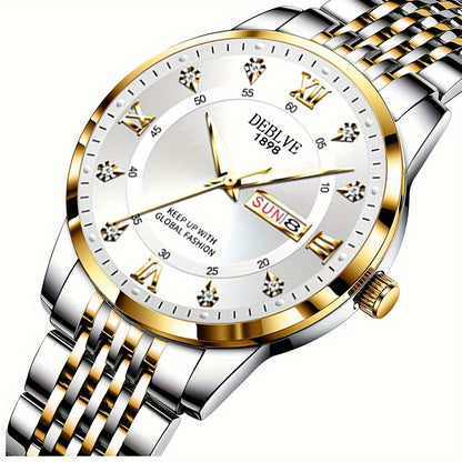 An Ideal Choice For A Birthday Gift, Holiday Gift, Or Gift For A Brand Luxury Night Light Sports Leisure Travel Business Electronic Movement Automatic Commercial Watch, With A New Stainless Steel Strap Men's Quartz Watch Date