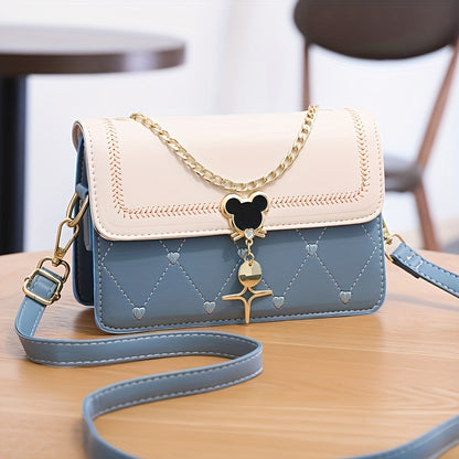 Fashion Crossbody Bag, Women's Embroidery Flap Purse, Chain Decor Shoulder Bag