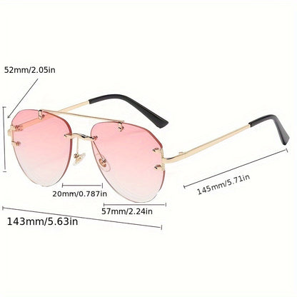 Unisex Classic Retro Double Bridge Glasses, Fashionable, No Frame, Metal Material, S Style, Ordinary Decorative for Men And Women, Casual Use