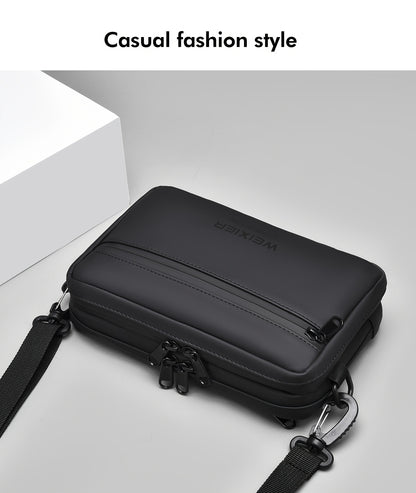 WEIXIER Men's Casual Nylon Handbag - Large Capacity with Adjustable Wrist Strap, Sleek Black for Daily Use, Valentine's Day Gift for Him, Outdoor Bag | Casual Style | Nylon Material