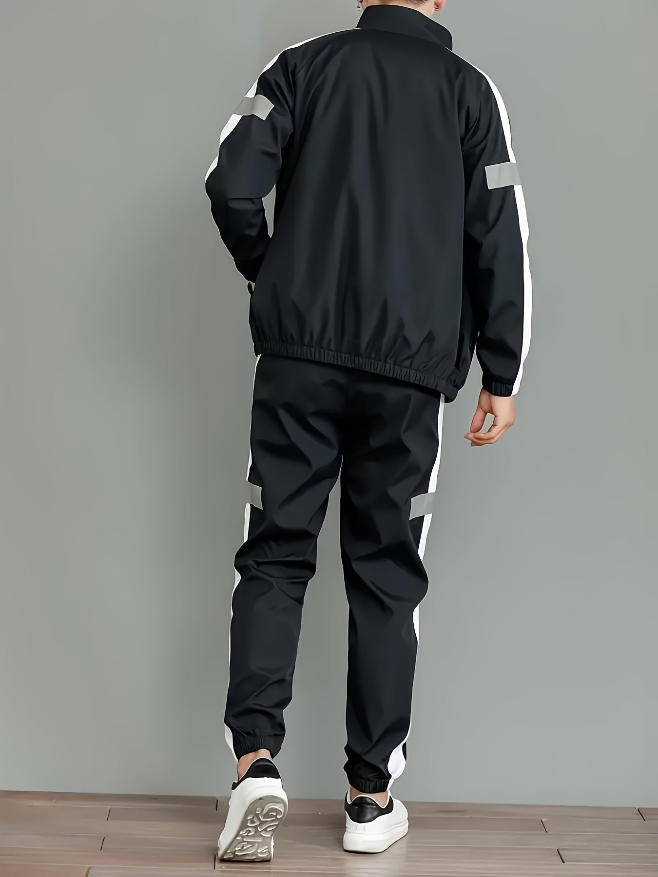 Spring and Autumn Men's Sports Suit, Two-piece Set of Top and Pants, Colorful Collar Long Sleeve