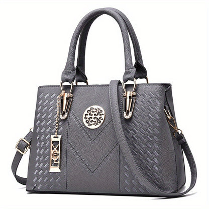 Classic Top Handle Satchel Bag, Fashion PU Bag, Women's Casual Handbag, Shoulder Bag & Tote Purse
