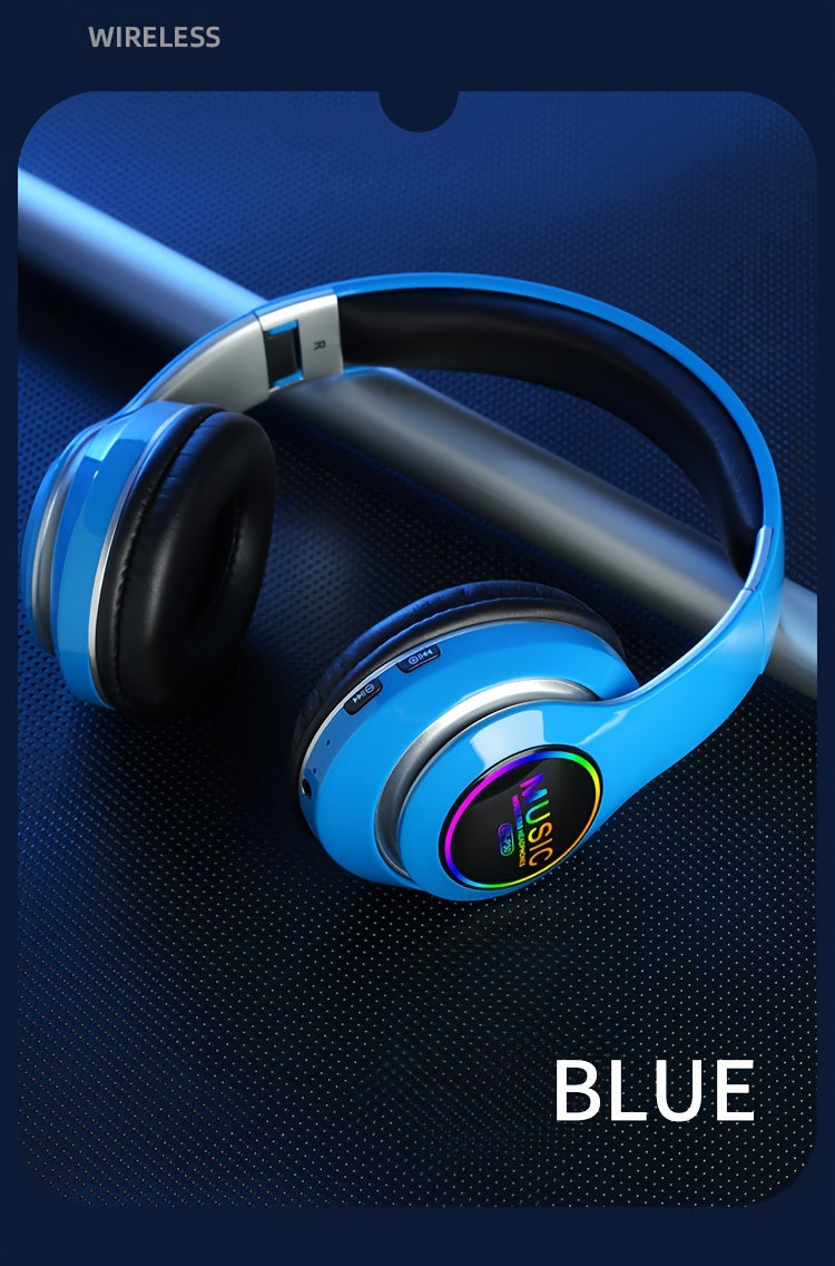 Wireless Earphones, Multi-Color LED Lights, Comfortable Foldable Earphones, SD Card Slot, School/Tablet/Pc/Phone/Birthday/Christmas/Travel Gifts. Popular Wireless Earphones, Head Mounted Wireless Earphones, And Foldable Earbu