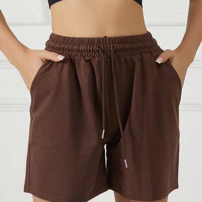 Summer Women'S Casual Shorts with Two Pockets, Drawstring Waist, Suitable for Running, Yoga, And Workouts, Loose And Comfortable, Five-Point Length.