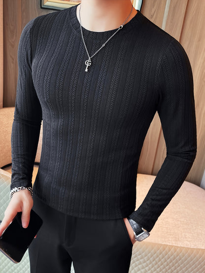 Men's Slim-Fit Long Sleeve T-Shirt - Casual & Stylish, Perfect for Fall/Winter, Machine Washable