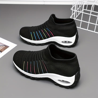 Women's Slip- Shoes - Lightweight Breathable Fabric Upper, Soft Cushioned PU Sole, Low-Top Casual Sneakers for Walking, Jogging & Casual Attire - All-Season Comfort (Black), Ladies Sneakers, Allseason Footwear, Stylish Slipon