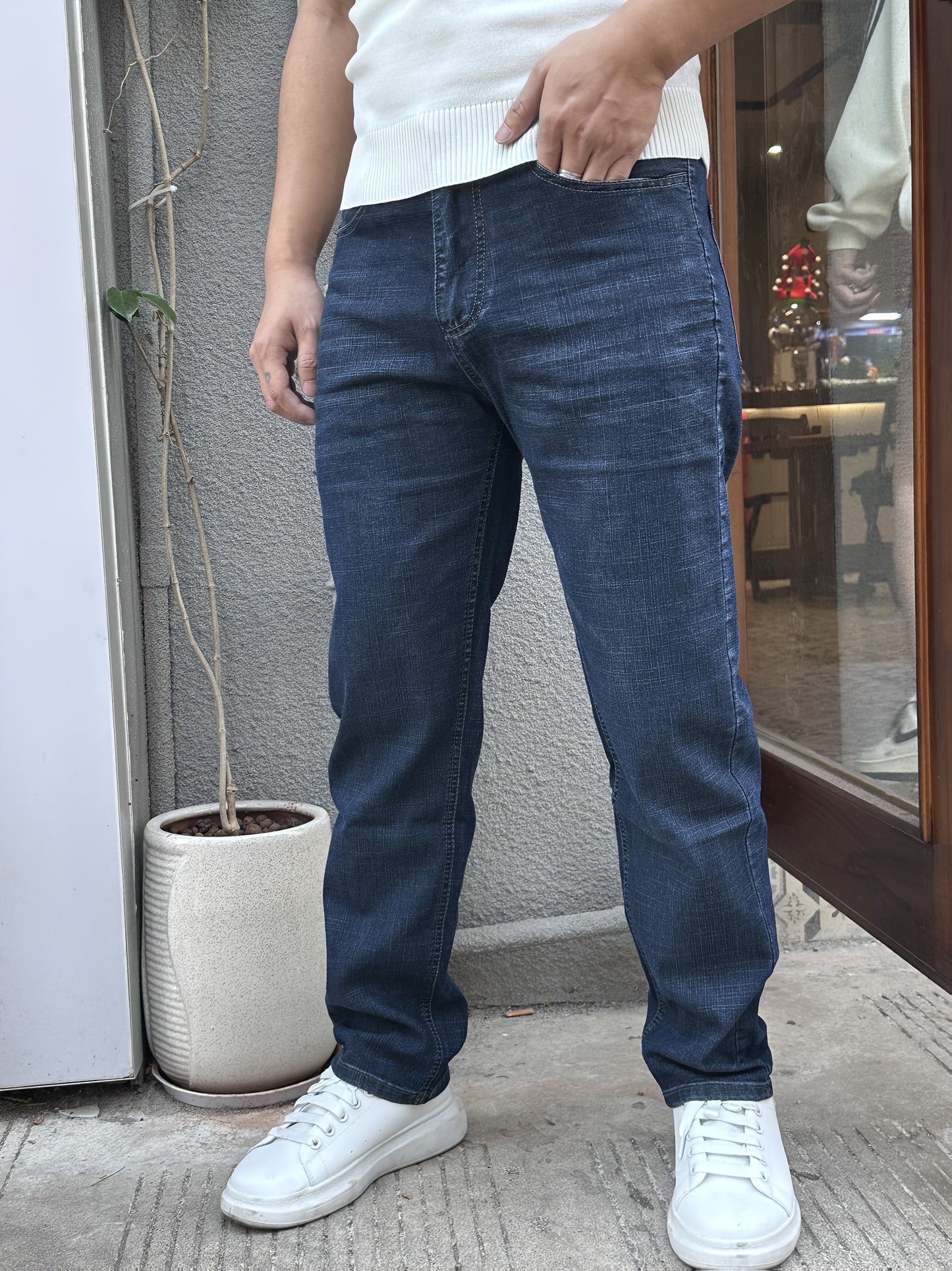 Men'S Casual Date And Work Business Stretch Slim-Fit Jeans.