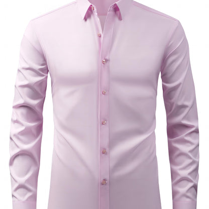 2025 New Men'S Business Slim-Fit Long-Sleeve Shirt, Wrinkle-Free, Elastic, And Smooth Fabric.