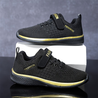 Youngsters' Breathable Knit Sneakers with Closure - Lightweight EVA Sole, All-Season Casual & Outdoor Running Shoes for Boys & Girls, Black, Youngsters Sneakers, Youngsters'S Footwear, Sporty Youngsters'S Footwear, Durable Yo