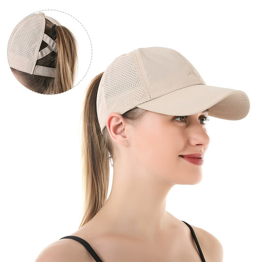 1x Summer Ponytail Baseball Cap, Women's Sports Hat Camping Hat Hiking Hat Christmas Gift