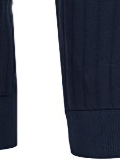 Men'S Casual Polyester Sweater, Solid Color, High Neck Quarter Zip, Long-Sleeved Pullover, Regular Fit, 100% Polyester Knit Fabric, 230g/m² - Fall/Winter Essential