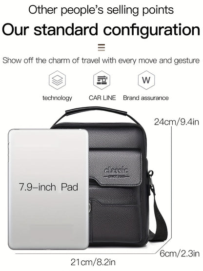WEIXIER Men'S Set Shoulder Bag, Unisex Waist Postman Bag, Crossbody Chest Bag, Handbag, PU Fabric Multi-pocket, with Card Holder Wallet, Adjustable Detachable Shoulder Strap, Casual Commuting Bag Retro Business Texture Men'S