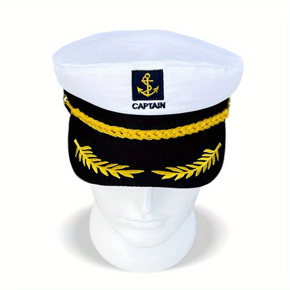 Navy Hat Sailor Hat Outdoor Travel Sun Hat Leisure Flat Top Hat Captain Hat Cruise Party Navy Ceremonial Hat For Men And Women, Ideal Choice For Gifts
