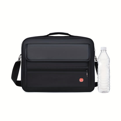 Men's Large Capacity Business Messenger Bag - Black Nylon Fabric, Adjustable Shoulder Strap, Multiple Compartments for Phone, Laptop, Tablet, Keys & Umbrella, Perfect for Work, Travel & Casual Use, Laptop Messenger Bag, Daily
