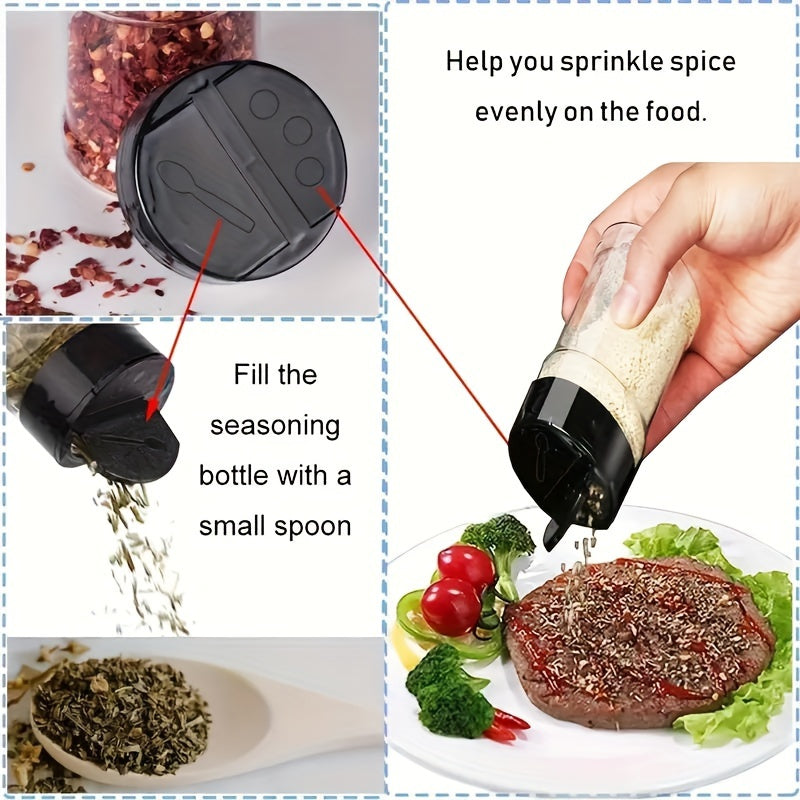 6/12pcs, Storage Containers, 3.5OZ Leakproof Seasoning Containers With Black Screw Lids, Portable Empty Clear Spice Sealing Jars For Spice, Powder, Chili And Salt, Kitchen Organizer And Storage, Kitchen Accessories