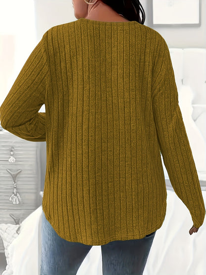 Women's Loose Fit V-Neck Polyester T-Shirt With Soft And Breathable Fabric, All-Season Casual Long Sleeve Tee, Machine Washable
