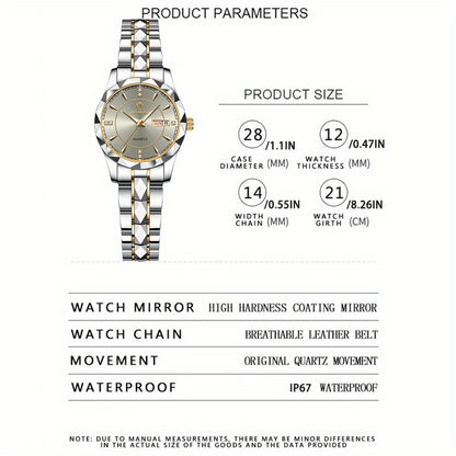 BINBOND Luxury Fashion Calendar Date Women's Quartz Watch