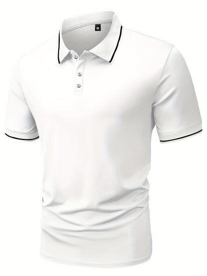3pcs Men's Casual Fashion Shirts - Breathable Polyester, Short Sleeve, Button-Up with Classic Collar - Machine Washable, Summer Essentials in Black, White, and Beige