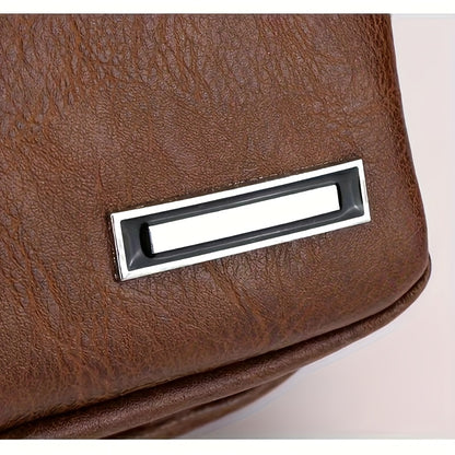 2025 New Men'S Fashion Chest Bag - Soft Faux Leather Anti-Theft Crossbody Bag with Multiple Compartments, Adjustable Strap & Zipper Closure for Gym, Travel, Casual Outings (Brown), Secure Travel Pouch, Textured Finish