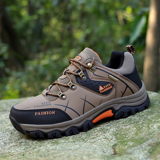 Men's Fashion Mesh Breathable Color Block Anti-skid Lace Up Hiking Shoes