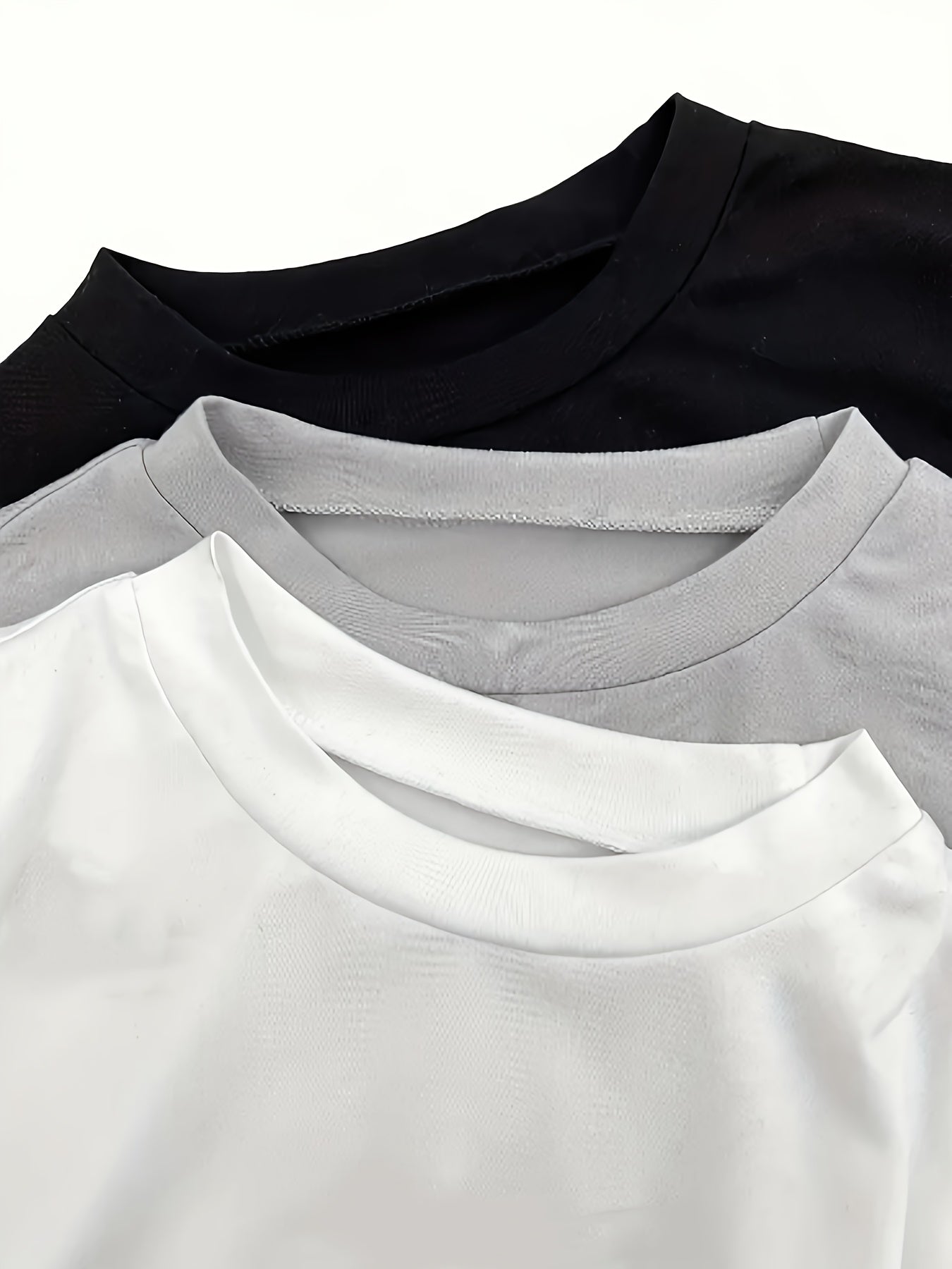 Girls' 3pcs Slim Fit Short Sleeve T-Shirts - Casual Round Neck, Stretchy Polyester, Machine Washable - Perfect for Spring/Summer/Fall