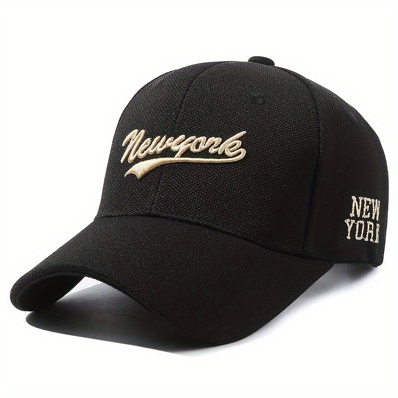 1pc New York Embroidered Baseball Cap - Oversized, Deep-Brimmed, Lightweight Fabric, Adjustable Buckle Closure, Casual Wear, Hand Wash Only, Casual Headwear | Embroidered Logo Cap | Lightweight Cap