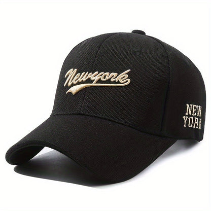 1pc New York Embroidered Baseball Cap - Oversized, Deep-Brimmed, Lightweight Fabric, Adjustable Buckle Closure, Casual Wear, Hand Wash Only, Casual Headwear | Embroidered Logo Cap | Lightweight Cap