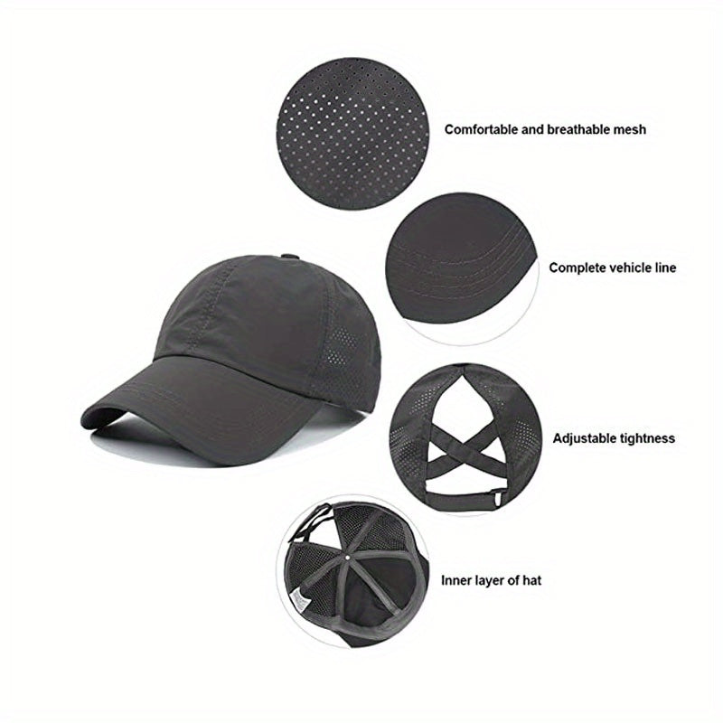 1x Summer Ponytail Baseball Cap, Women's Sports Hat Camping Hat Hiking Hat Christmas Gift