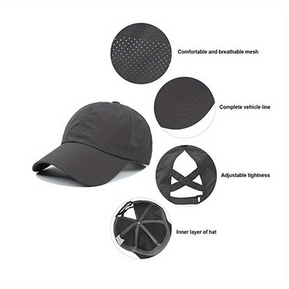 1x Summer Ponytail Baseball Cap, Women's Sports Hat Camping Hat Hiking Hat Christmas Gift