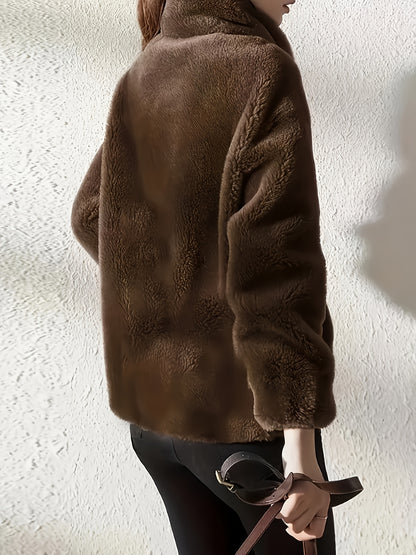 Plus Size - New Women'S Fleece Jacket, Winter Cardigan Sweatshirt, Thick And Warm Double-Sided Coral Fleece, Loose And Stylish Outerwear.