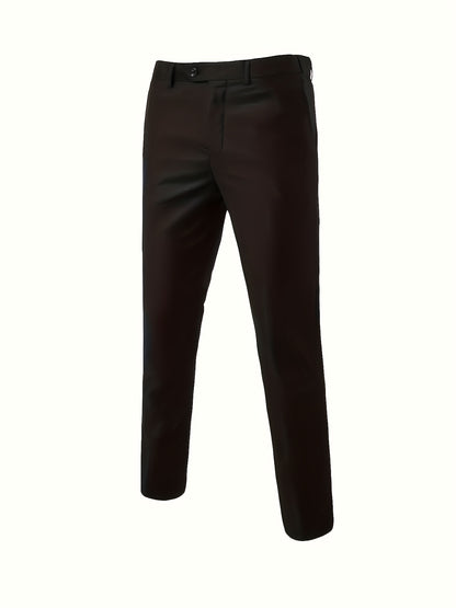2pcs Luxury Classic Men'S Solid Color Suit - Notched Lapel Blazer and Pants, Regular Fit, Long Sleeve, Traditional Silhouette, Ideal for Weddings, Business Meetings - High-Quality Fabric, Comfortable Wear, Stylish Design, Wed