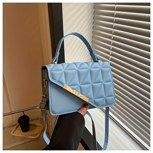 1pc Stylish Black Crossbody Handbag with Golden-Tone Hardware & Diamond Quilted Design - Water-Resistant, Magnetic Closure, Adjustable Strap - Perfect for Daily Commute, Office, or Going Out, Small Crossbody Bag