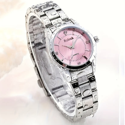 Elegant Ladies Quartz Watch - Fashionable Round Alloy Case, Non-rechargeable Battery, Women's Watch, Quartz Watch,able Multifunctional