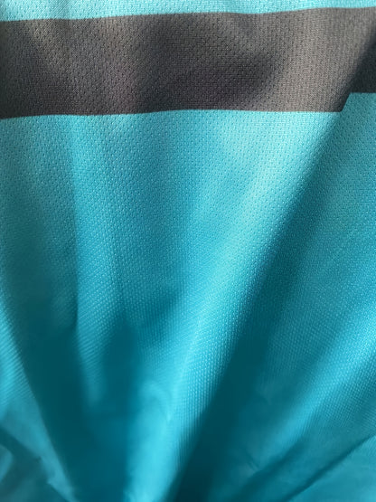 [Casual Chic] Men'S Casual Color Block T-Shirt - Short Sleeve, Round Neck, 3D Print, Lightweight 150g/㎡ Polyester, Stylish Teal & Black Stripe Design for Casual Attire, Versatile Tshirt | Modern Casualwear | 3D Print Shirt,