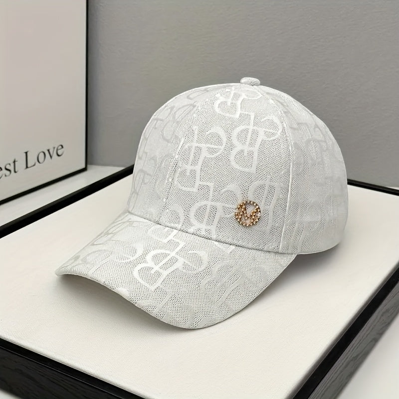 Women'S Adjustable Baseball Cap - Lightweight, Embroidered Jacquard Design, Sun Hat for Spring & Summer, Casual Fashion Trend, Daily Use, Holiday Theme, Adjustable Size