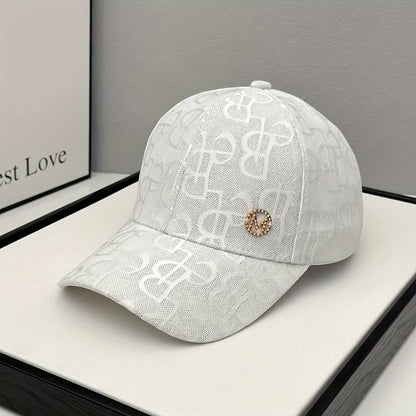 Women'S Adjustable Baseball Cap - Lightweight, Embroidered Jacquard Design, Sun Hat for Spring & Summer, Casual Fashion Trend, Daily Use, Holiday Theme, Adjustable Size