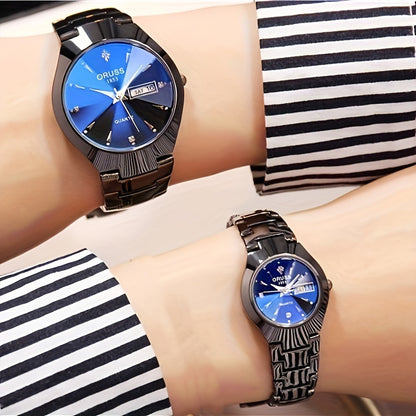 2pcs lovers watch personality chic unique trend fashion all durable handsome business sports Men's watch atmospheric delicate small gentle Women's watch