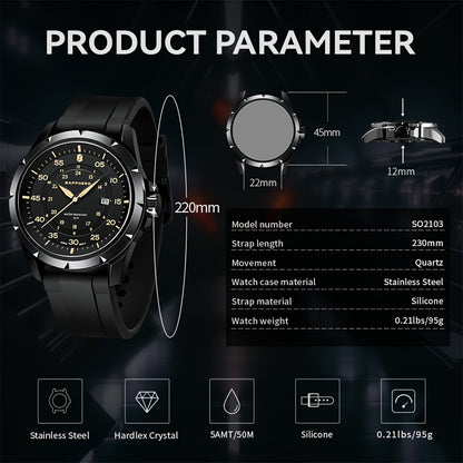 SAPPHERO Men's Luxury Watch - Stainless Steel Case & Band, 50m Waterproof, Analog Display with Date Window, Everyday & Formal Watch for Swimming, Business, Gifts - Affordable Luxury Wristwatch, Business Wristwatch, Sporty Ele
