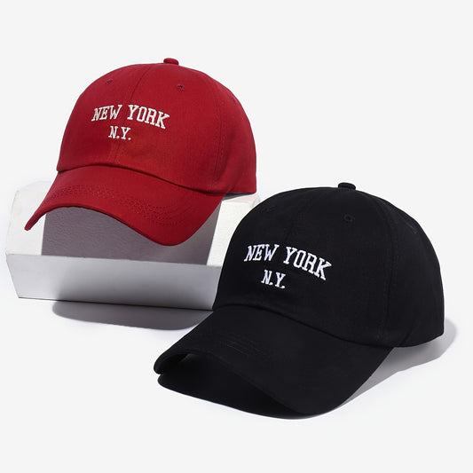 2pcs NEW YORK N.Y. Embroidered Baseball Cap Set, Suitable For Outdoor Leisure Vacation