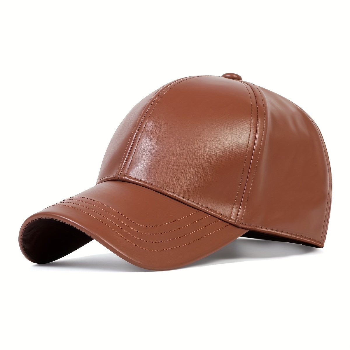 1pc Men's PU Leather Baseball Cap For Autumn And Winter