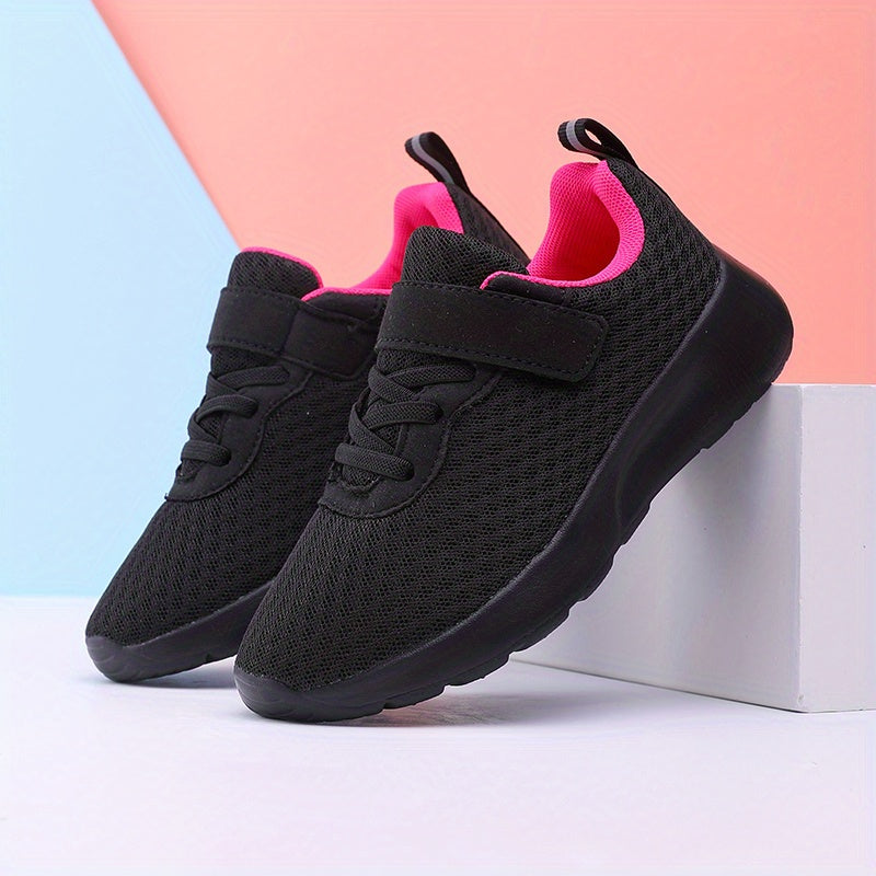 Girls' Fashionable Mesh Running Footwear, Casual Athletic Style, 28-40 Sizes, Magenta Accent, EVA Sole, PU Insole, for Spring/Fall