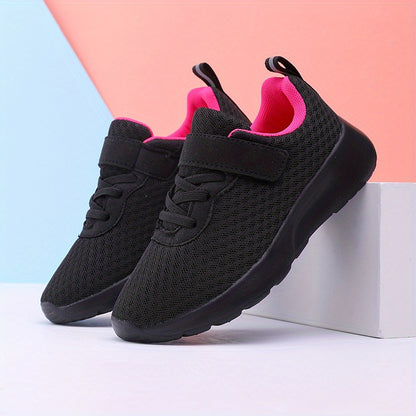 Girls' Fashionable Mesh Running Footwear, Casual Athletic Style, 28-40 Sizes, Magenta Accent, EVA Sole, PU Insole, for Spring/Fall