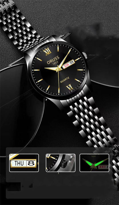 Men's watch calendar high-grade handsome fashion new trend steel watch jazz gentleman all Men's watch