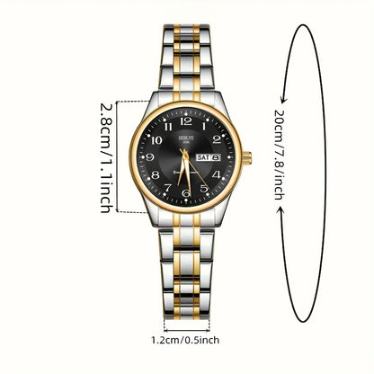 DEBLVE Women'S Ultra-Thin Stainless Steel Quartz Watch - Stylish, Lightweight, IPX7 with Calendar, Luminous Day Display, and Stainless Steel Band - Perfect for Casual Wear, DEBLVE