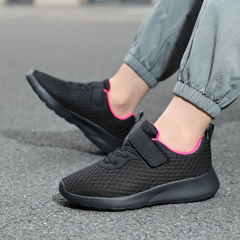 Girls' Fashionable Mesh Running Footwear, Casual Athletic Style, 28-40 Sizes, Magenta Accent, EVA Sole, PU Insole, for Spring/Fall