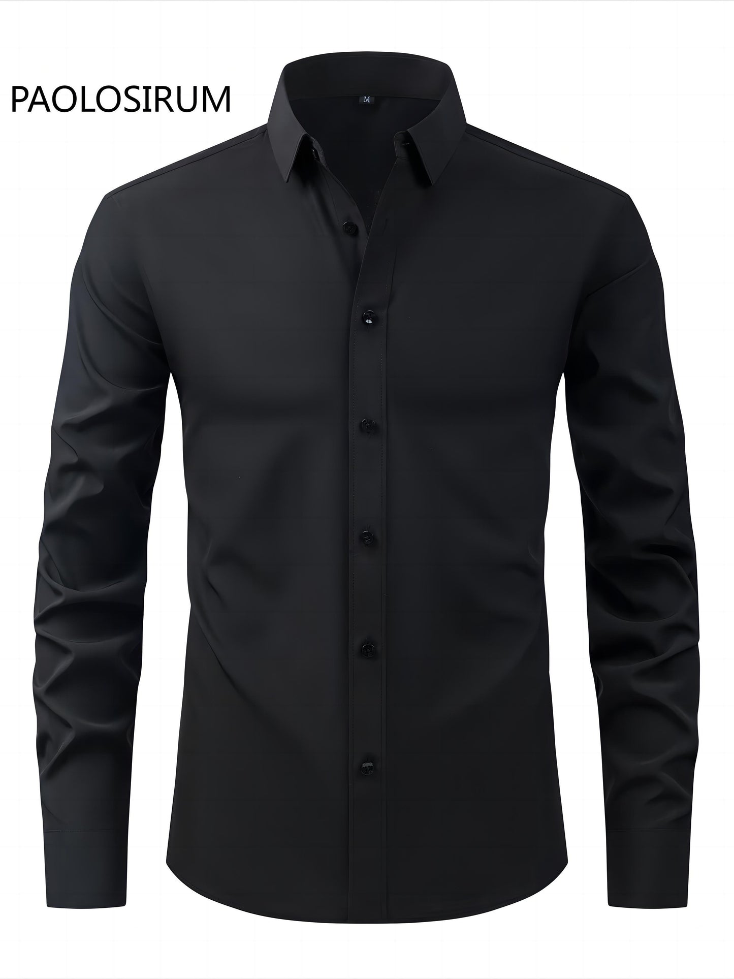 2025 New Men'S Business Slim-Fit Long-Sleeve Shirt, Wrinkle-Free, Elastic, And Smooth Fabric.