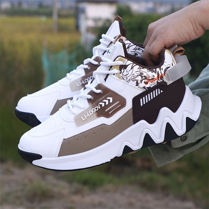 Men'S Stylish High-Top Sneakers with "WOD" Logo - Comfortable, Non-Slip Lace-Up Athletic Shoes for Outdoor Activities, All-Season Wear, Casual Sports Style, Rubber Sole, Fabric Upper, Casual Athletic Shoes | Stylish High Top
